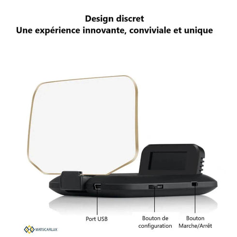 HUD 3D Sans Film OBD2 GPS - Affichage Tête Haute Voiture